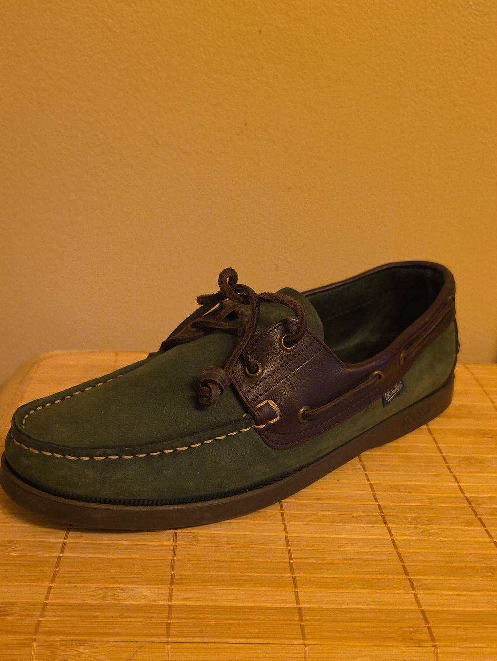 Men's Dooney & Bourke Green Suede Boat Shoe with Brown Leather Trim